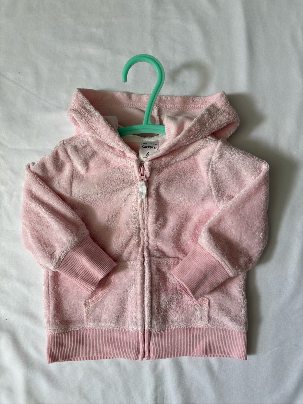🌸 Baby Girl Carter's Pink Hooded Zip-Up Terry Jacket